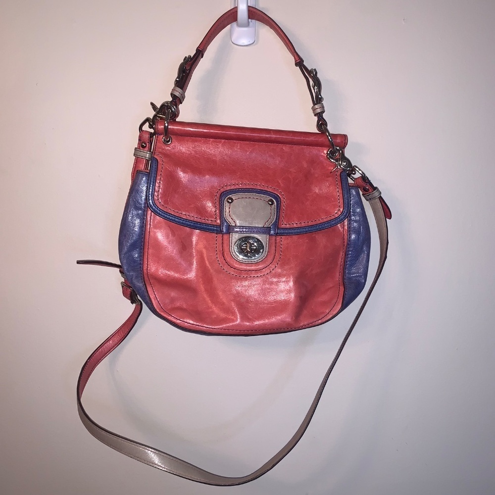 Coach Legacy Pink Leather Shoulder Bag Rare Anniversary Color Block